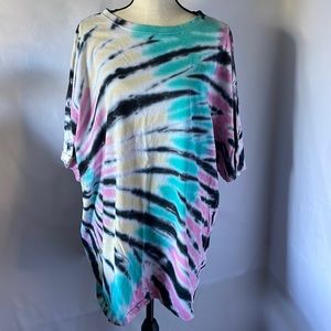 Fbrk tie dye short sleeve t shirt size 2xl pink blue black yellow white